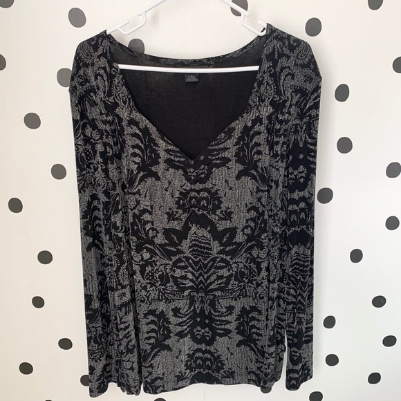 Kiara Tops - 🔥30%OFF🔥EUC kiara black/silver pattern blouse 1X